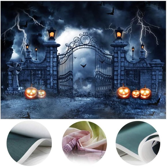 7x5FT Halloween Backdrop Pumpkin Photo Background - Picture 3 of 3